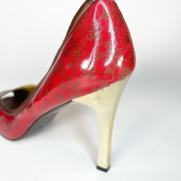 Baby Phat Vintage Y2K Red & Gold Metallic Logo Pumps Heels Shoes 10 - Picture 8 of 16